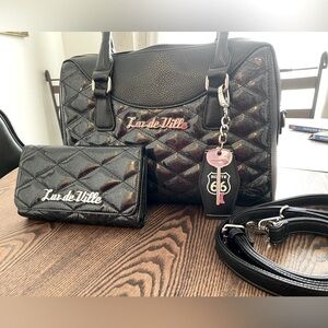 Lux de Ville hand bag and matching wallet Route 66 sparkly black  ✨